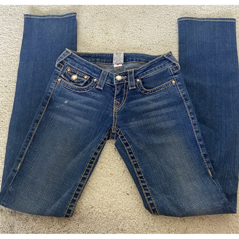Women's True Religion Made in the USA Jeans-Size 26-Gold & Rhinestone Accents